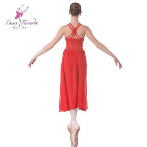 Doppio Cinturino Rosso Vestito di Paillette per le Ragazze di Balletto, lirica e Contemporanea Danza Costumi di Prestazione 18019-1 - Product Image 3