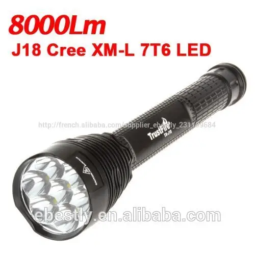 Cree led lumière 2014 nouvelle meilleure vente rechargeable lampe de poche torche/trustfire. tr-j18 7*cree xm-l t6 plat led