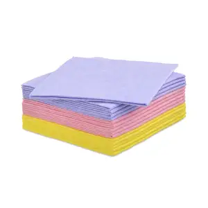 Multi purpose kitchen dishes towel non woven fabric yellow cleaning cloth viscose cleaning rags for home and kitchen