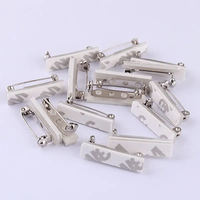 plastic safety pin for name badge adhesive Bar shape Plain Metal Pin Backs