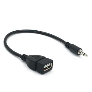 Kabel Audio Colokan Jack Jantan, USB Betina Ke AUX 3.5Mm