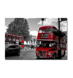 Pintura de Arte de autobús rojo de Londres sobre lienzo envuelto