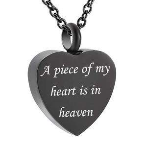 Collier d'urne en acier inoxydable pour femme un morceau de mon <span class=keywords><strong>coeur</strong></span> est au paradis bijoux de crémation collier commémoratif pour les cendres humaines - Product Image 1