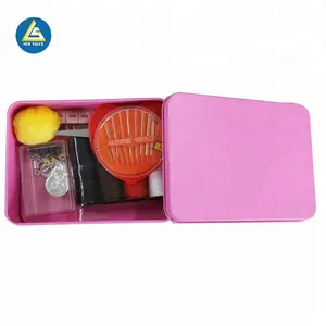 Rectangle tin box notions sewing kits tin box with sewing accessories