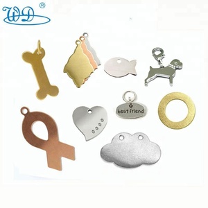 3d oval de acero inoxidable color brillante Chapado en nombre clave etiqueta de metal del encanto de la joyería - Product Image 1