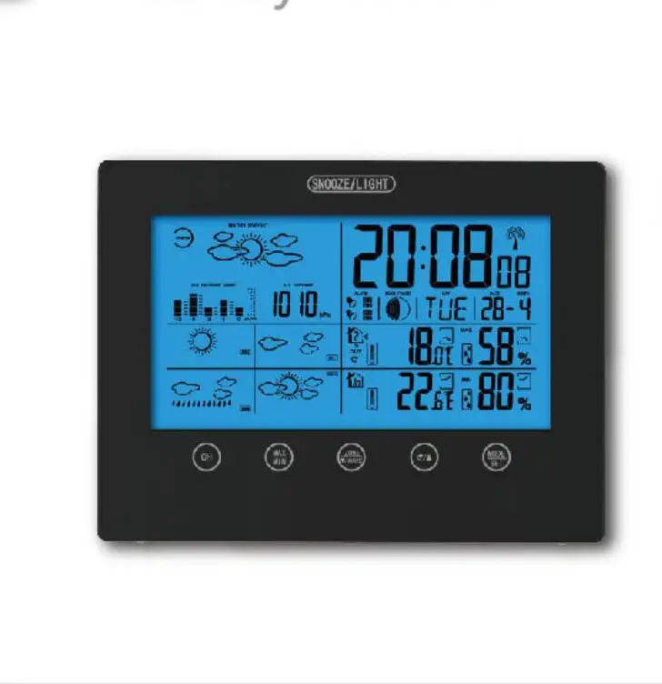 タッチキー気圧5日間の気象ステーション予測ワイヤレス屋内屋外プロフェッショナルデジタル温度計湿度計時計