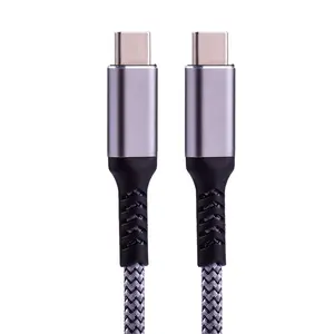 High Quality 3FT Grey Aluminum Alloy Nylon and Fishnet Braided USB To USB Type C Super Fast Charging Cable 2.0