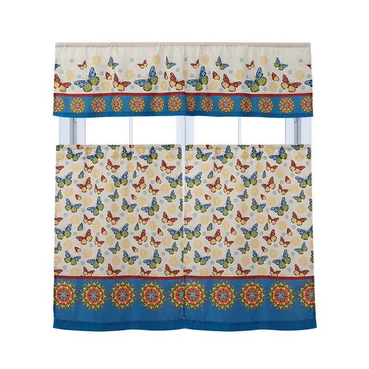 Fábrica proporciona directamente mariposa barato cocina cortina