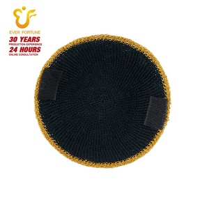 Vente en gros d'usine, kippa noire <span class=keywords><strong>de</strong></span> haute qualité, côté doré, chapeau kippa, tricoté à la main, kippot <span class=keywords><strong>juif</strong></span>, yarmulka - Product Image 3
