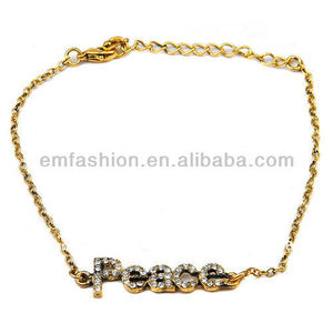 De la moda una dirección de diamantes de imitación de paz palabras/cartas pulsera de cadena - Product Image 1