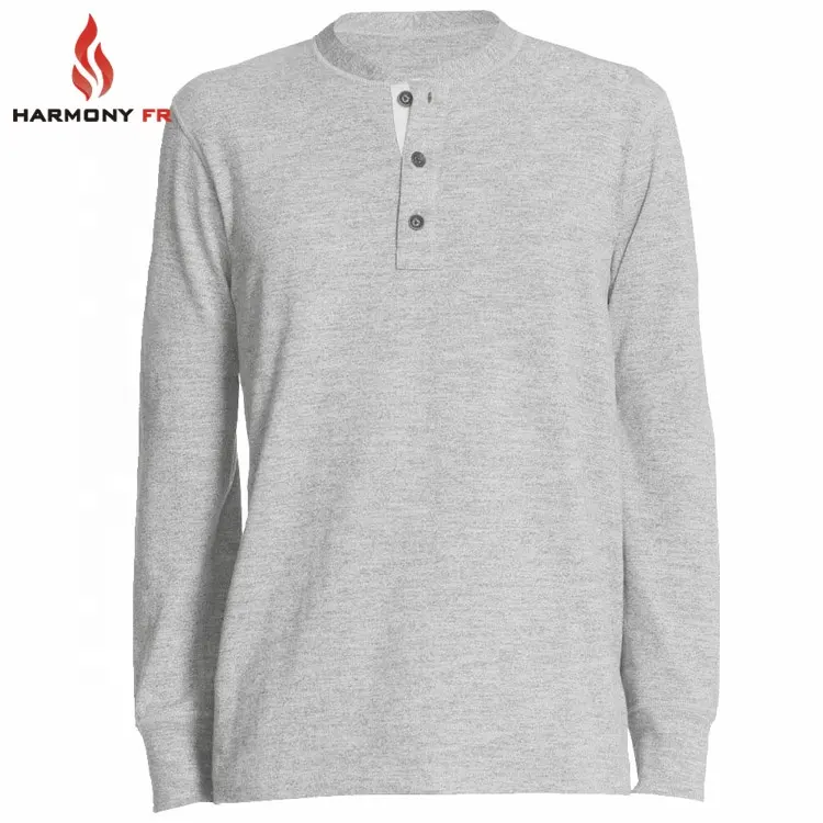 Großhandel Herren 180gsm Langarm Henley Fire proof FR Kleidung Shirt