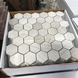 Tres superficie hexágono grano de madera mosaico de mármol - Product Image 4
