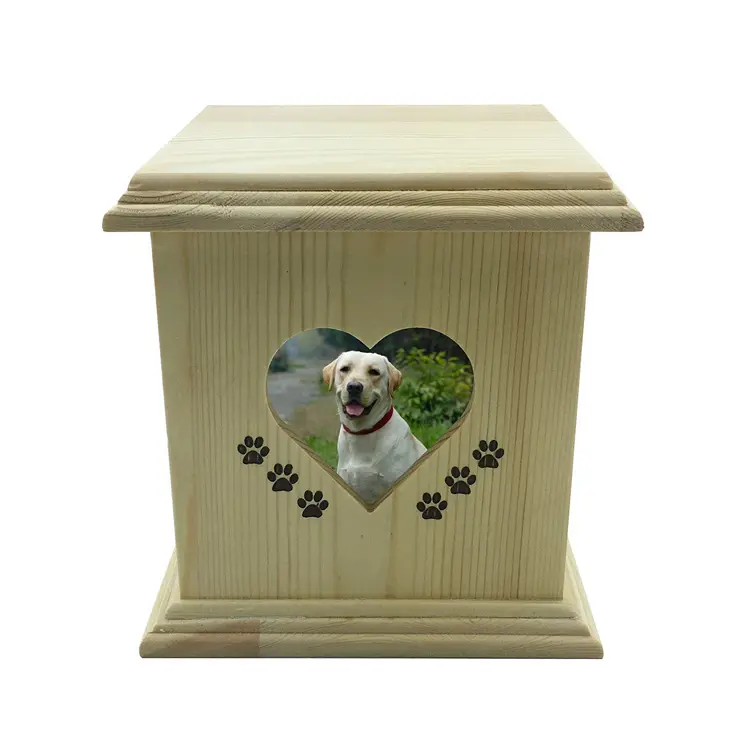 उच्च गुणवत्ता वाले कस्टम अधूरा प्राकृतिक पाइनवुड कुत्ते कलश लकड़ी पालतू अंतिम संस्कार कलश