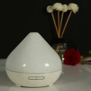 White Mosaic Glass Aroma Essential Oil Diffuser, Home Future 400ml Humidifier with 4 Time Setting LED Color