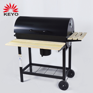 Garden Smoker Outdoor <strong>Barrel</strong> Barbecue Grill Charcoal Grill <strong>Bbq</strong> With Wooden Folding Side Table - Product Image 1