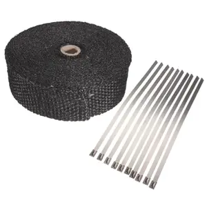 Downpipe Muffler high temperature Protection Heat Resistance Black Glass Fiber Exhaust Wrap