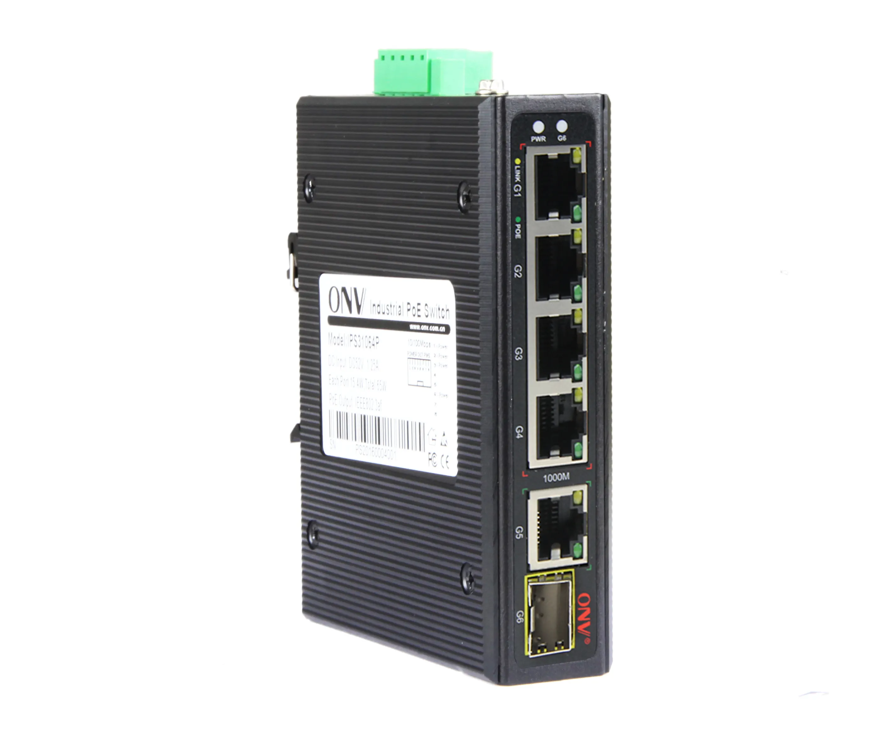 Conmutador de fibra Ethernet para cámara de vídeo, conmutador de red Industrial de 5 puertos, 10/100/1000M, Gigabit con 1 SFP PoE