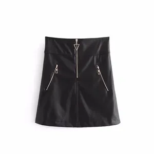 Thời Trang Thiết Kế Mới Sexy Mini Club Váy Phụ Nữ Trưởng Thành Eo Cao Bó Sát Thời Trang Đen Sexy Hot Mini Lady Short PU Leather Váy