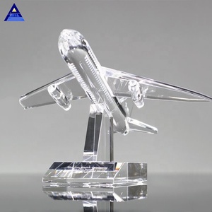 थोक कस्टम पारदर्शी क्रिस्टल ग्लास हवाई जहाज मॉडल स्मृति चिन्ह उपहार - Product Image 2