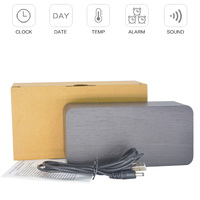 Reloj Despertador Digital LED de Madera para Escritorio, con Control por Voz, de Moda, Venta al por Mayor, Directo de Fábrica