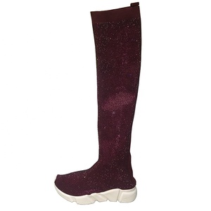 Sneakers con Logo personalizzato da <span class=keywords><strong>donna</strong></span> con diamanti e stivali lunghi con cristalli alti - Product Image 3
