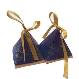 Kotak Hadiah Permen Pernikahan Kecil untuk Kerajinan Kertas Permen Pernikahan Kotak Bentuk Piramida untuk Permen Cokelat