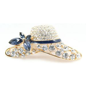Broche de cristal de borracha para casamento, broche de cristal da moda, chapéu azul, de cristal, coreano, de alta qualidade, roupas de noiva, chapéu, strass