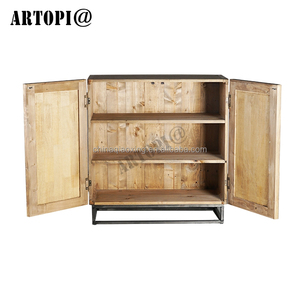 البدائية الصنوبر الخشب قاعدة الحديد دولاب/العتيقة فندق المعيشة أثاث التخزين - Product Image 6