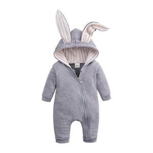 Cute Rabbit Ear Hat <strong>Baby</strong> Romper Long Sleeve Cotton Knitted <strong>Winter</strong> <strong>Clothes</strong> with Zipper Closure Minimum Order 3pcs - Product Image 1