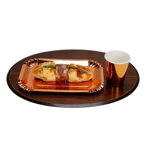 Assiettes <span class=keywords><strong>en</strong></span> papier d'aluminium jetables 400 gsm 10.5 pouces rectangulaires or <span class=keywords><strong>Rose</strong></span>, vente chaude classique - Product Image 5