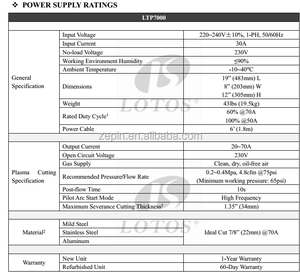 LOTOS ltp7000 Usine bonne qualité IGBT DC Inverter 220 v Portable Précis Outils machine de découpe plasma - Product Image 5