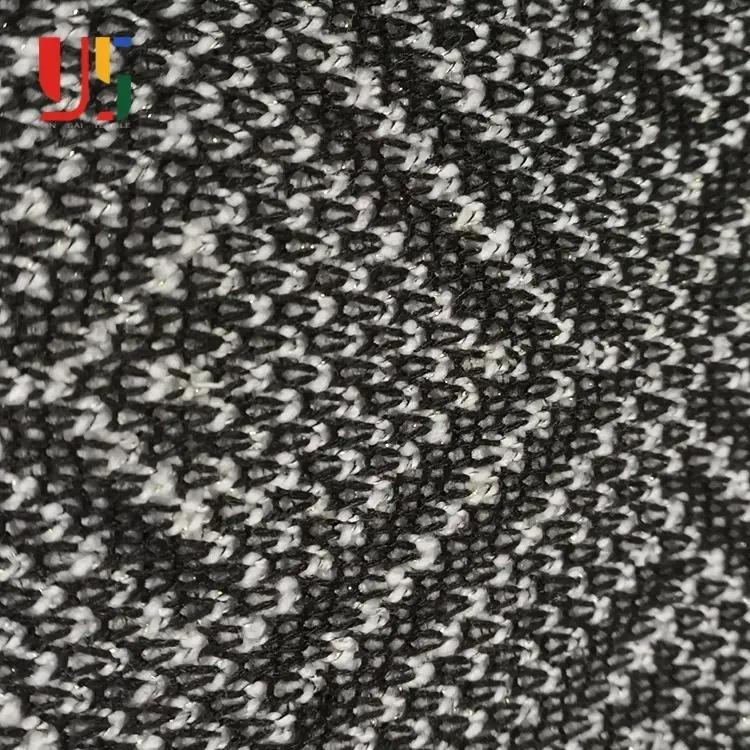 Trame tricoté polyester fils teints jacquard hacci tissu pour hoodie