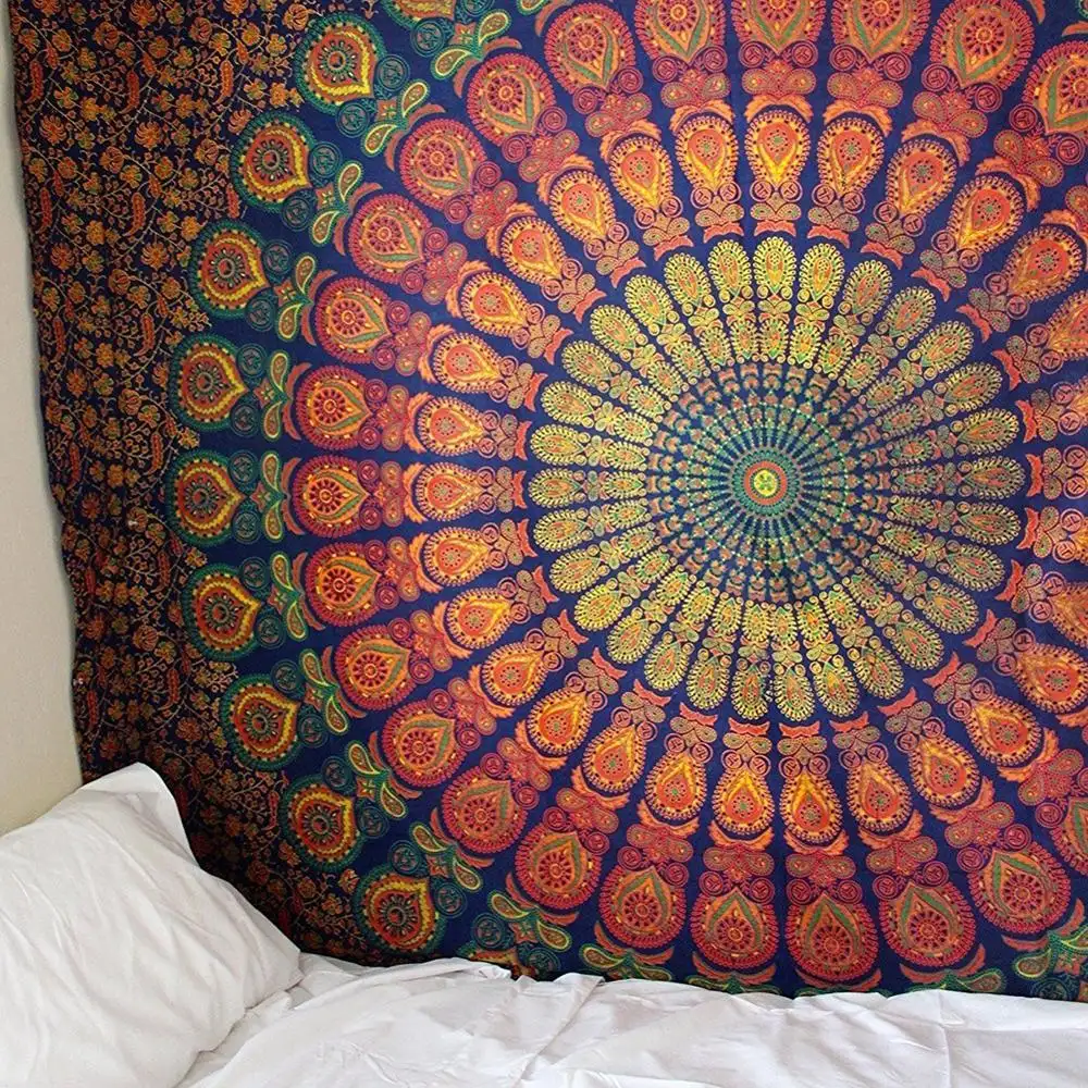 Permadani Gantung Dinding Mandala Bohemia India 200*150 Hiasan Dinding Pantai Pasir Selimut Berkemah Perjalanan Matras Hippie Permadani