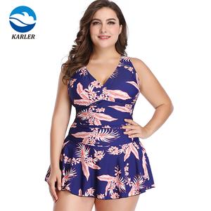 ملابس سباحة نسائية من قطعتين بمقاسات كبيرة، بدلة استحمام وفستان - Product Image 1