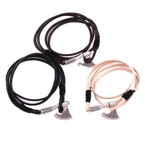 B343 Trade Assurance Antik Silber Slavic Axe Anhänger Viking Rune Nordic Knot Amulett Leder Armband