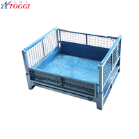Conteneur de stockage avec cage en treillis métallique bleu d'une capacité de 800kg