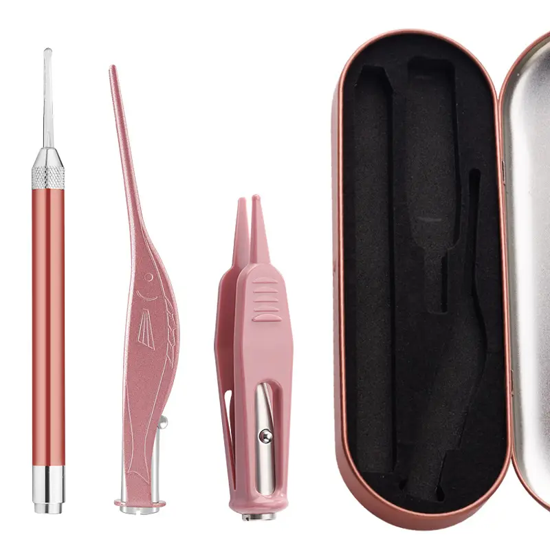 3-Piece Ear Wax Removal Tool Kit with LED Flashlight Includes Ear Cleaner Earwax Remover Tweezer Set and Nose Cleaning Tools