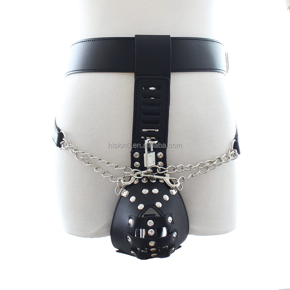 anal plug harness for men Leather Male Chastity Belt with Anal Plug Harness – Boyzshop main image 0