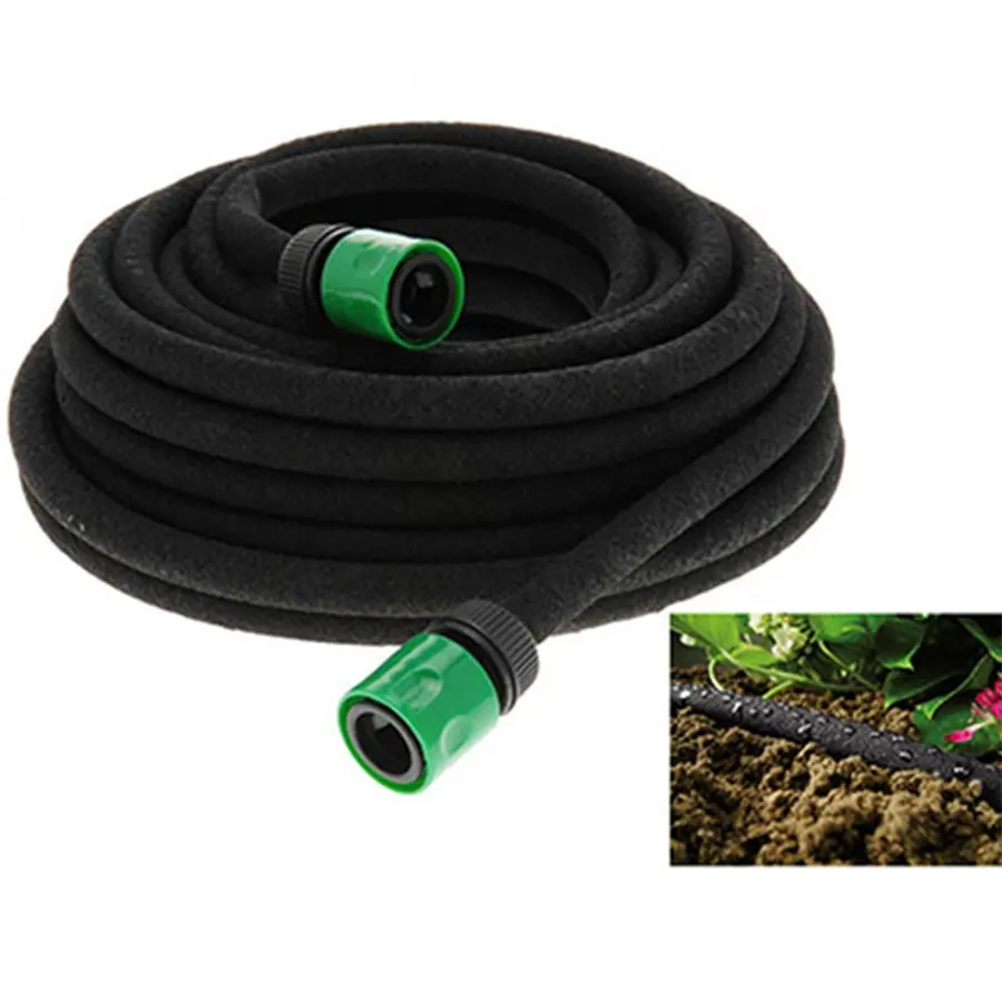 New 15m Black Garden Grass Flowers Water Spray Porous Soaker Hose rubber Pipe for Garden Greenhouse Plant Soil and Root Watering