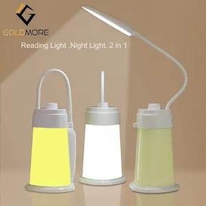 Multi-fuction LED Night Light Reading 3 * AA Bateria Dobrável 2 Modos Pequeno LED Desk Lamp Noite luz com Porta de Carregamento USB