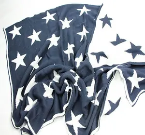 SZPLH, детское трикотажное одеяло темно-синего цвета из 100% хлопка с маленькой звездой