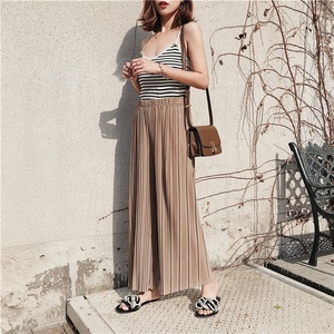 <span class=keywords><strong>Pantaloni</strong></span> Estivi da <span class=keywords><strong>Donna</strong></span> a Vita Alta in Chiffon Plissettato, Gamba Larga e Lunghezza alla Caviglia, Vari Colori - Product Image 4