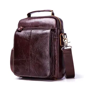 Heren Schoudertas 2024 Vintage Draagtas Echt Koe Lederen Sling Messenger Bag Voor Man