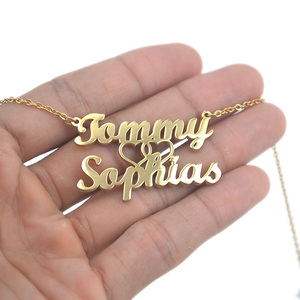 Collar de oro personalizado con 2 <span class=keywords><strong>nombres</strong></span>, fabricación personalizada - Product Image 4