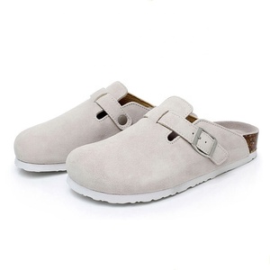 Zoccoli da <span class=keywords><strong>donna</strong></span> in pelle scamosciata <span class=keywords><strong>di</strong></span> mucca <span class=keywords><strong>di</strong></span> alta qualità sandali da esterno per interni pantofole con suola in sughero sottopiede in vera pelle - Product Image 5