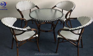 Silla de ratán con marco de bambú de imitación apilable de estilo moderno, muebles de comedor y sala de estar para interiores/exteriores - Product Image 6