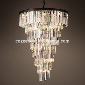 Cristal Éclairage Vintage Restaurant Hôtel Lampes Suspendues 12 Niveaux Spirale Helix <span class=keywords><strong>Lustre</strong></span> 48 "Villa Escaliers Longue Lumière CZ2568/45 - Product Image 2