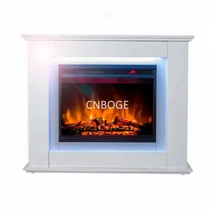 Electric Fireplace Insert and Mantel with 12-color Automatic Changing Top Light