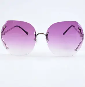 Распродажа, козырек, женские солнцезащитные очки большого размера, Модные фиолетовые шестигранные солнцезащитные очки без оправы