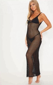 KY Lingerie <span class=keywords><strong>Sexy</strong></span> da Donna, Abito Midi in <span class=keywords><strong>Rete</strong></span> Trasparente NERO ALL'UNCINETTO con Maglia Aperta - Product Image 3